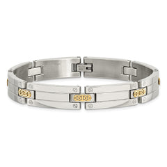 Chisel Stainless Steel with 14k Gold Accent Polished 8.5 inch Link Bracelet SRB2660-8.5