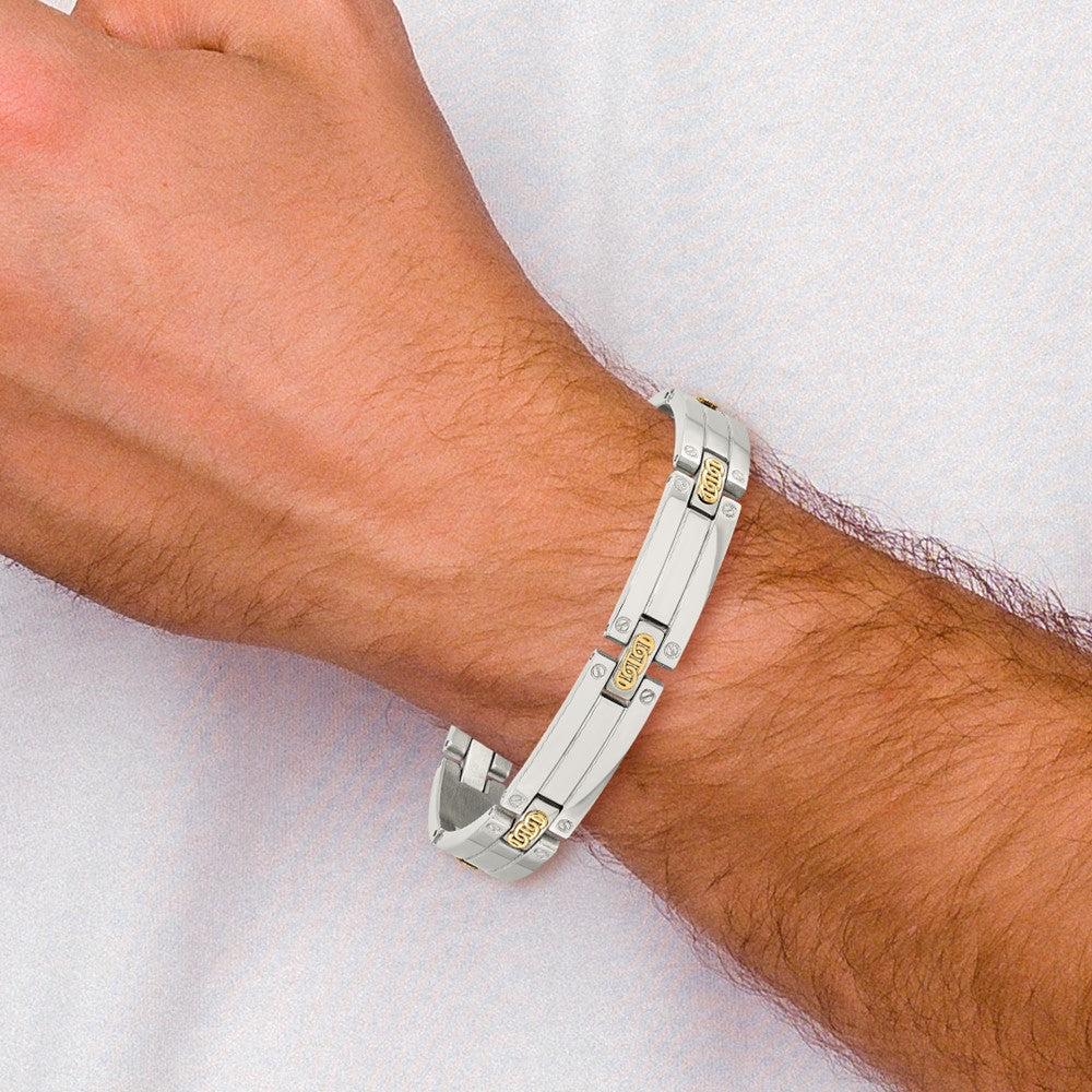 Chisel Stainless Steel with 14k Gold Accent Polished 8.5 inch Link Bracelet SRB2660-8.5