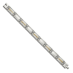 Chisel Stainless Steel with 14k Gold Accent Polished 8.75 inch Link Bracelet SRB2662-8.75