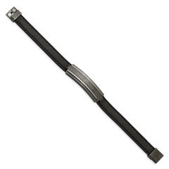 Chisel Stainless Steel Brushed and Polished Gun Metal IP-plated Black Rubber 8.5 inch Bracelet SRB2665-8.5