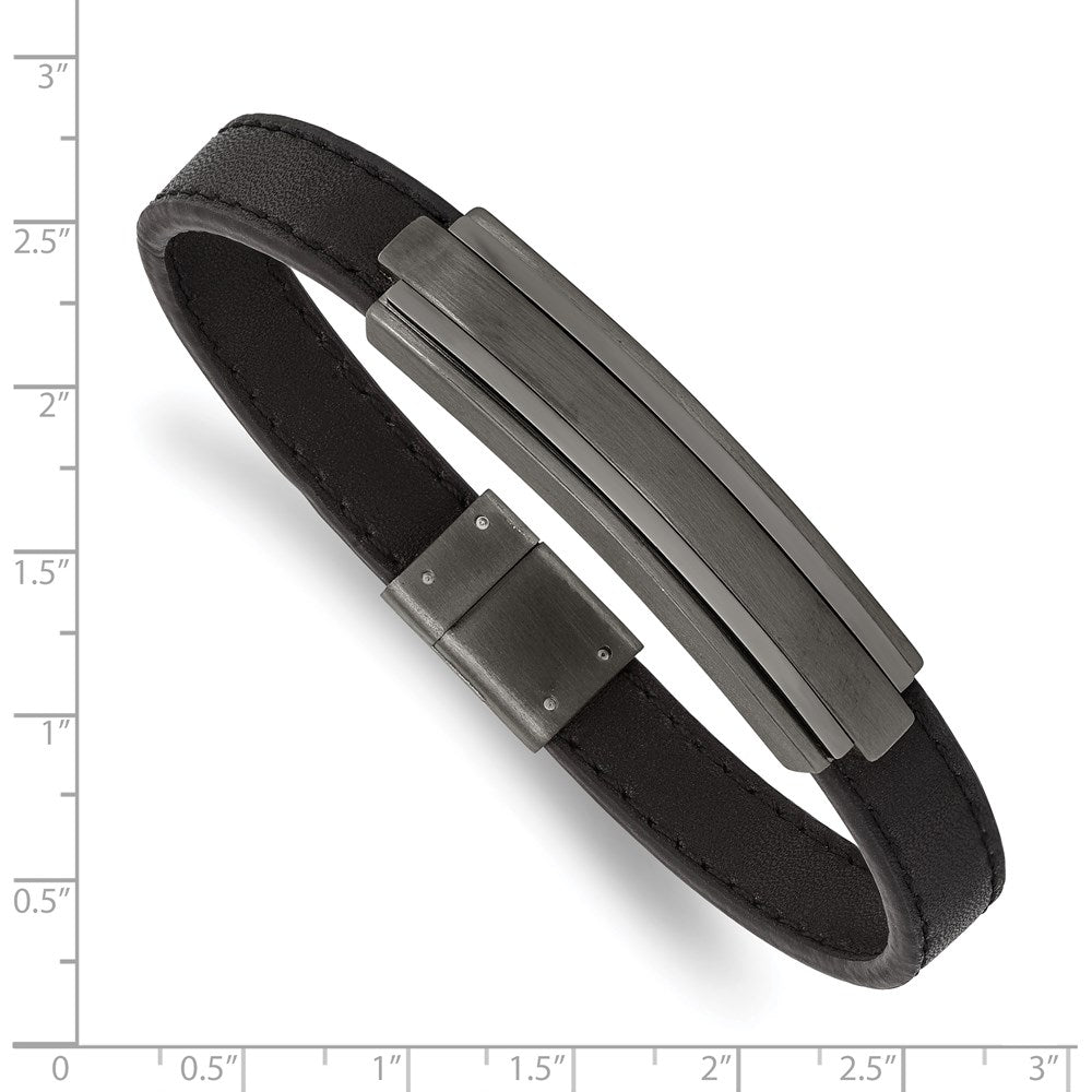 Chisel Stainless Steel Brushed and Polished Gun Metal IP-plated Black Rubber 8.5 inch Bracelet SRB2665-8.5
