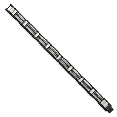 Chisel Stainless Steel Polished Black IP-plated with Black CZ 8.75 inch Link Bracelet SRB2668-8.75