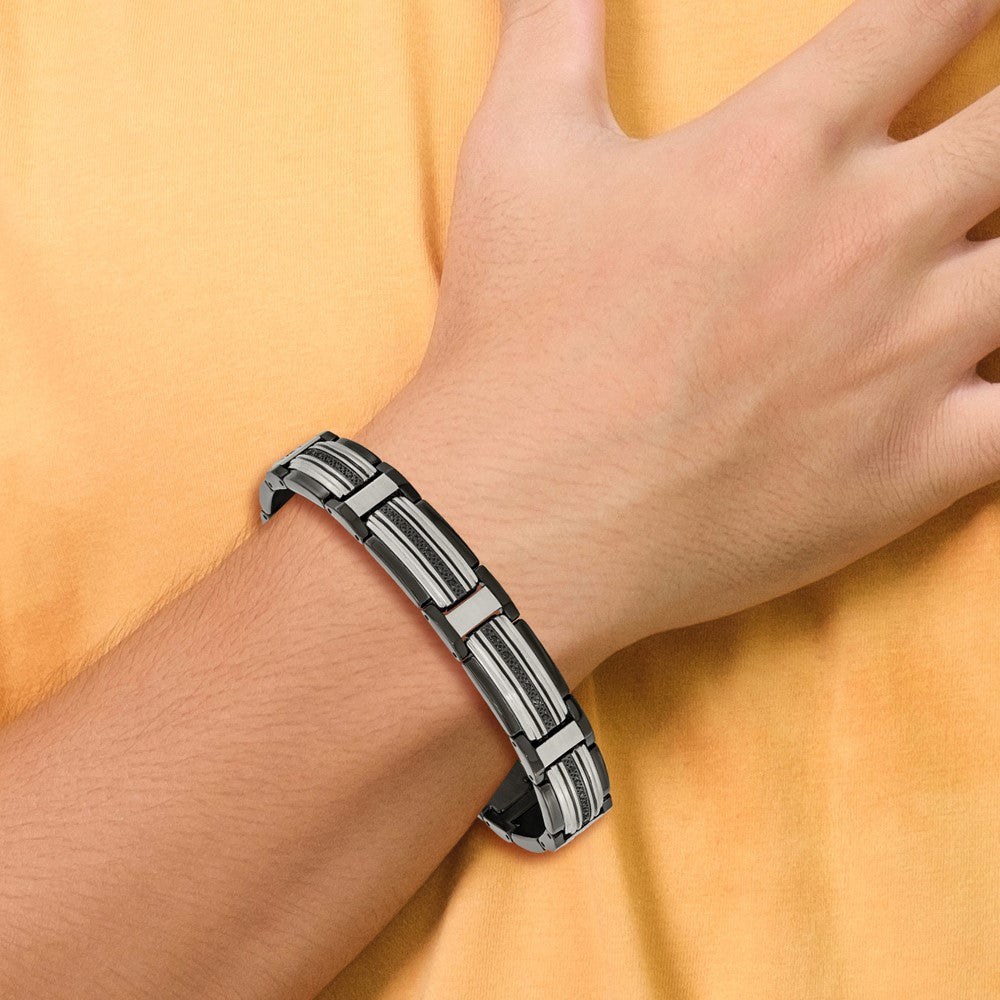 Chisel Stainless Steel Polished Black IP-plated with Black CZ 8.75 inch Link Bracelet SRB2668-8.75