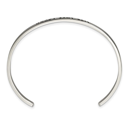 Chisel Stainless Steel Polished and Enameled with Crystal LIVE LOVE LAUGH 3mm Cuff Bangle SRB2670