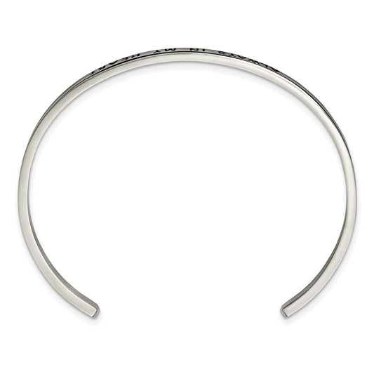 Chisel Stainless Steel Polished and Enameled with Crystal ALWAYS IN MY HEART 3mm Bangle SRB2672