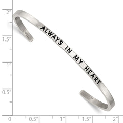Chisel Stainless Steel Polished and Enameled with Crystal ALWAYS IN MY HEART 3mm Bangle SRB2672