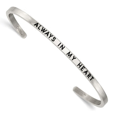 Chisel Stainless Steel Polished and Enameled with Crystal ALWAYS IN MY HEART 3mm Bangle SRB2672