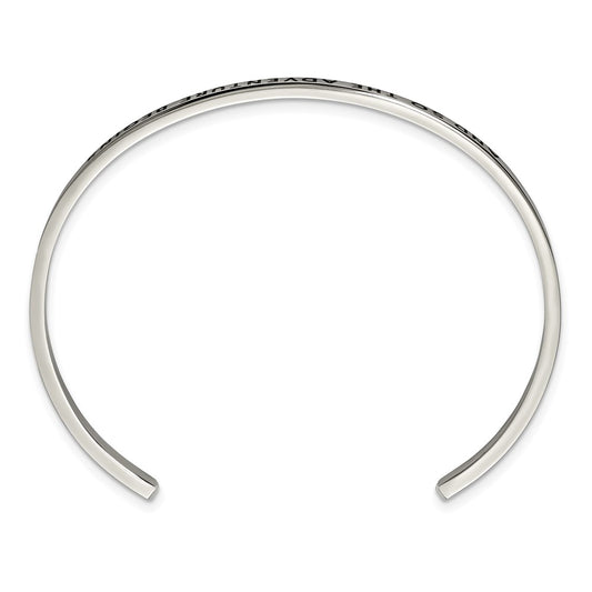 Chisel Stainless Steel Polished and Enameled with Crystal AND SO THE ADVENTURE BEGINS 3mm Bangle SRB2673
