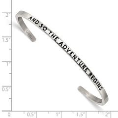 Chisel Stainless Steel Polished and Enameled with Crystal AND SO THE ADVENTURE BEGINS 3mm Bangle SRB2673