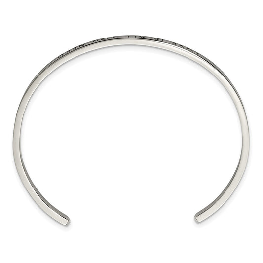 Chisel Stainless Steel Polished and Enameled with Crystal LOVE IS ALL YOU NEED 3mm Cuff Bangle SRB2674