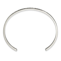 Chisel Stainless Steel Polished and Enameled with Crystal LOVE YOU MORE 3mm Cuff Bangle SRB2675
