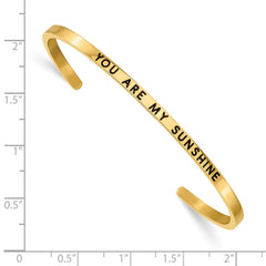 Chisel Stainless Steel Polished Yellow IP-plated and  Enameled with Crystal YOU ARE MY SUNSHINE 3mm Cuff Bangle SRB2676