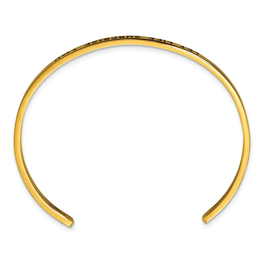 Chisel Stainless Steel Polished Yellow IP-plated and Enameled with Crystal LET LIFE SURPRISE YOU 3mm Cuff Bangle SRB2677