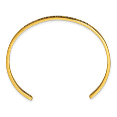 Chisel Stainless Steel Polished Yellow IP-plated and Enameled with Crystal LET LIFE SURPRISE YOU 3mm Cuff Bangle SRB2677