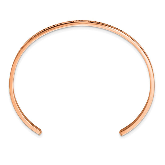 Chisel Stainless Steel Polished Rose IP-plated and Enameled with Crystal BE HAPPY AND SMILE 3mm Cuff Bangle SRB2681