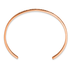 Chisel Stainless Steel Polished Rose IP-plated and Enameled with Crystal BE HAPPY AND SMILE 3mm Cuff Bangle SRB2681