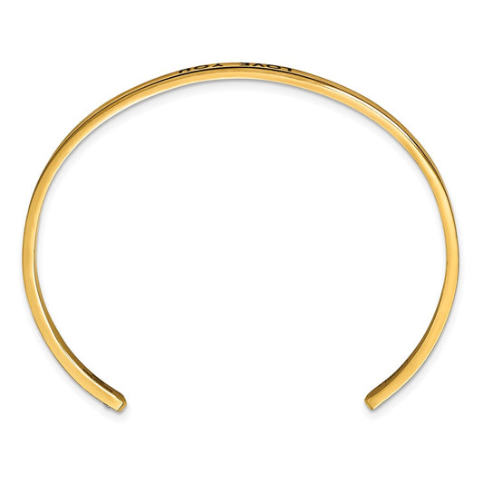 Chisel Stainless Steel Polished Rose IP-plated and Enameled with Crystal LOVE YOU 3mm Cuff Bangle SRB2682