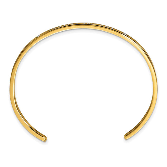 Chisel Stainless Steel Polished Rose IP-plated and Enameled with Crystal YOU ARE PERFECT Bangle SRB2684