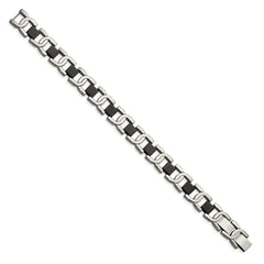 Chisel Stainless Steel Polished Black IP-plated 8 inch Fancy Link Bracelet SRB272-8