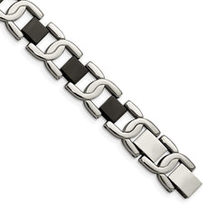 Chisel Stainless Steel Polished Black IP-plated 8 inch Fancy Link Bracelet SRB272-8