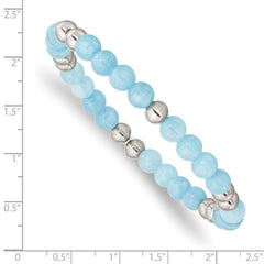 Chisel Stainless Steel Polished 6mm Blue Quartz Beaded Stretch Bracelet SRB2733