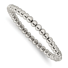 Chisel Stainless Steel Polished 6mm Beaded Stretch Bracelet SRB2741