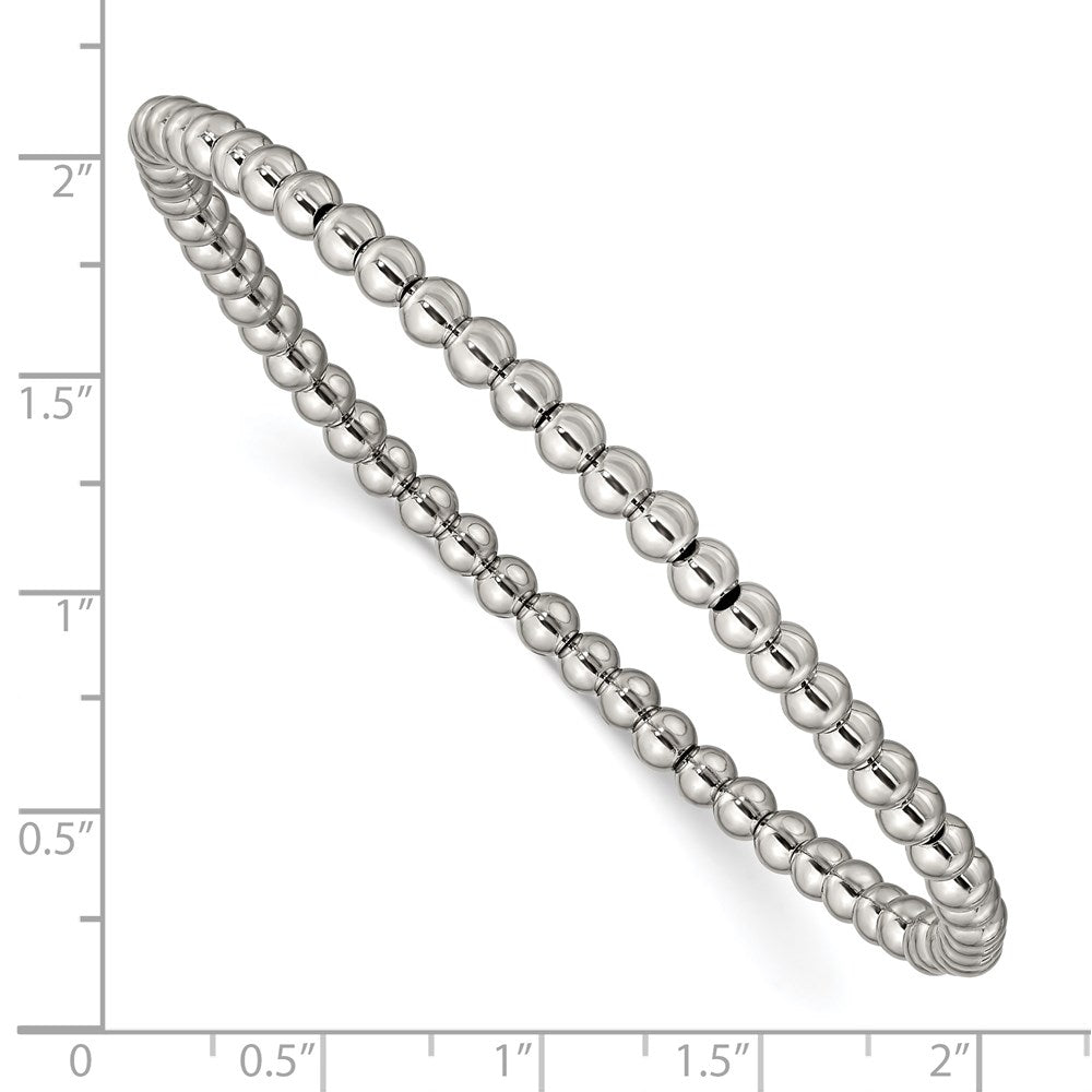 Chisel Stainless Steel Polished 4mm Beaded Stretch Bracelet SRB2744