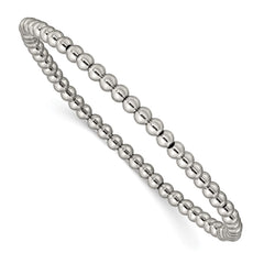 Chisel Stainless Steel Polished 4mm Beaded Stretch Bracelet SRB2744