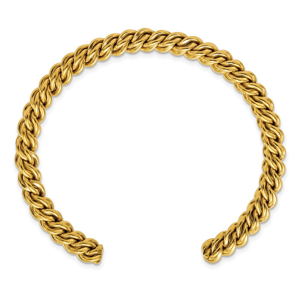 Chisel Stainless Steel Polished Yellow IP-plated Twisted 6mm Cuff Bangle SRB2749