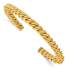 Chisel Stainless Steel Polished Yellow IP-plated Twisted 6mm Cuff Bangle SRB2749