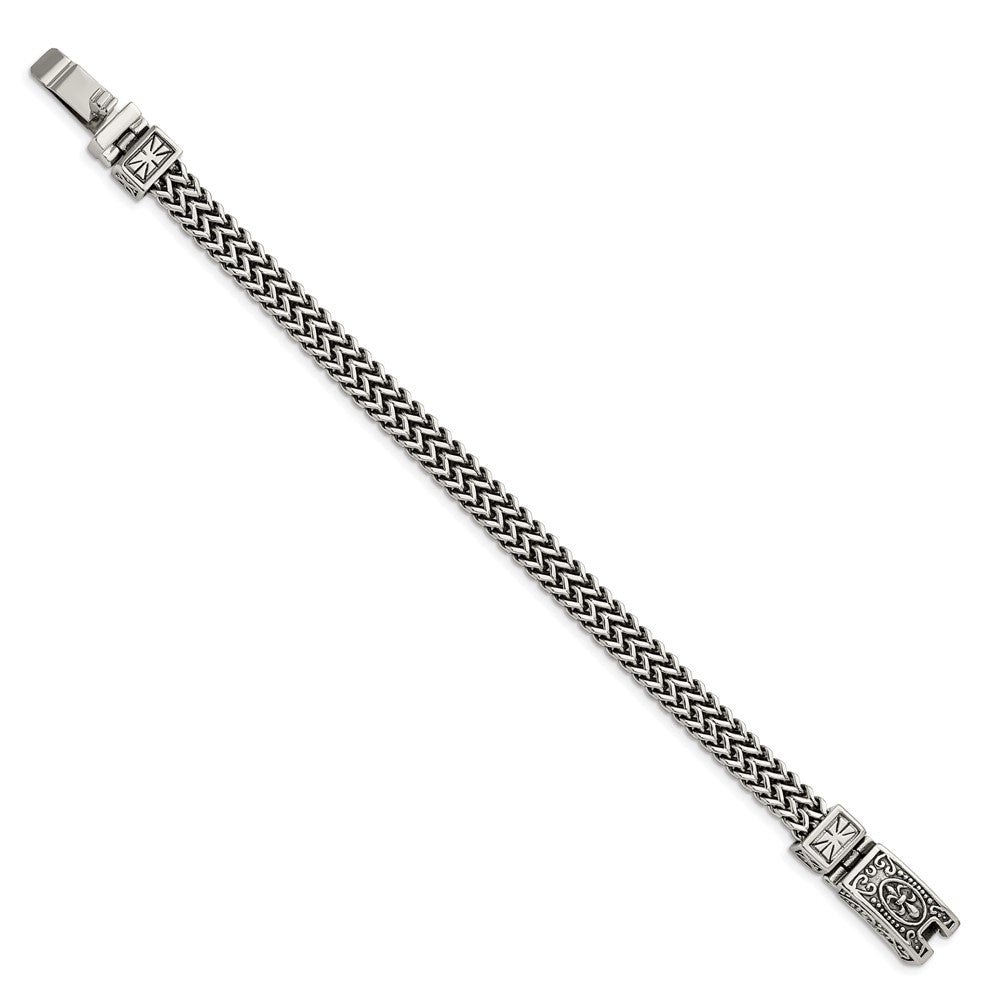Chisel Stainless Steel Antiqued and Polished 8.5 inch 2-Strand Franco Link Bracelet SRB2766-8.5