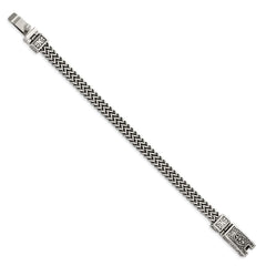 Chisel Stainless Steel Antiqued and Polished 8.5 inch 2-Strand Franco Link Bracelet SRB2766-8.5