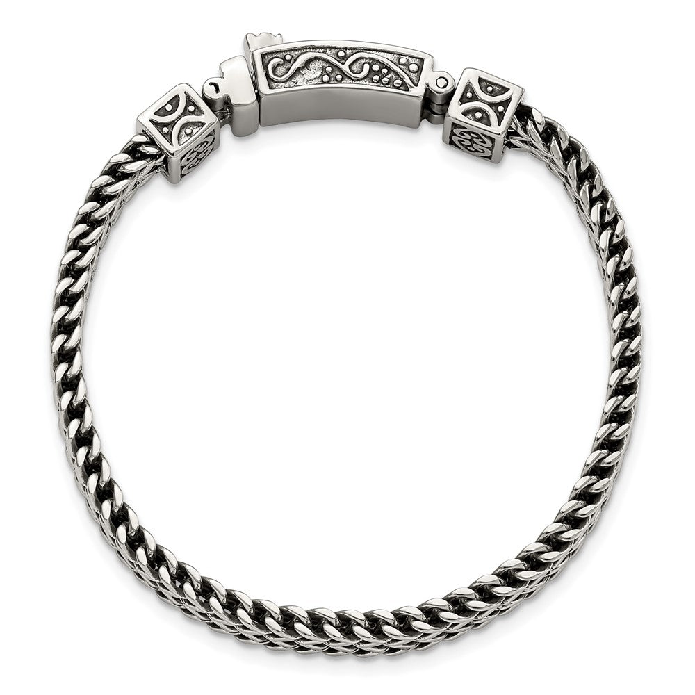Chisel Stainless Steel Antiqued and Polished 8.5 inch 2-Strand Franco Link Bracelet SRB2766-8.5