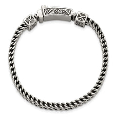 Chisel Stainless Steel Antiqued and Polished 8.5 inch 2-Strand Franco Link Bracelet SRB2766-8.5