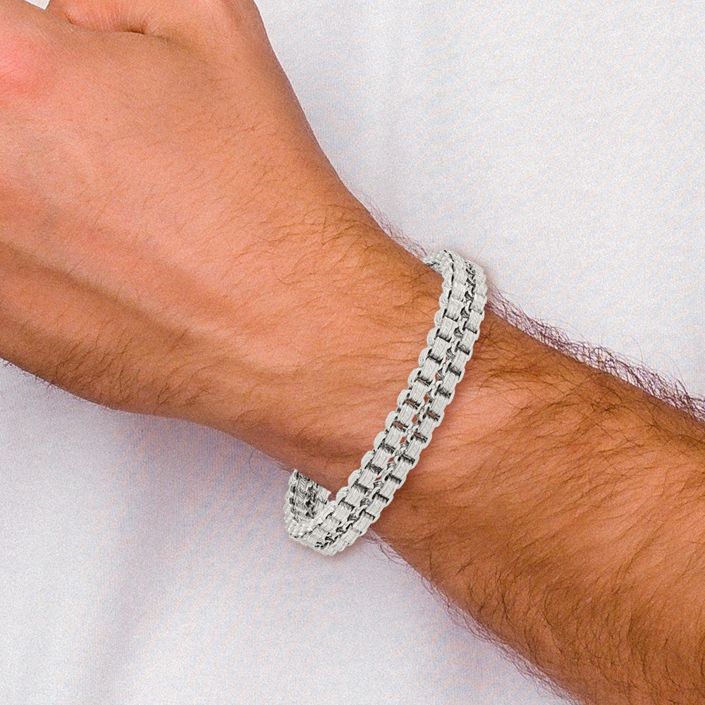 Chisel Stainless Steel Polished and Textured 8.75 inch Double Rolo Link Bracelet SRB2768-8.75