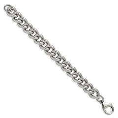 Chisel Stainless Steel Polished and Textured 14.5mm 8 inch Curb Bracelet SRB2772-8