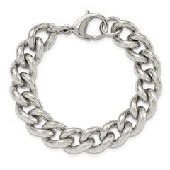 Chisel Stainless Steel Polished and Textured 14.5mm 8 inch Curb Bracelet SRB2772-8