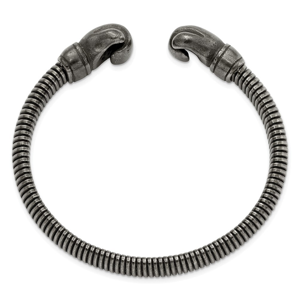 Chisel Stainless Steel Brushed Gun Metal IP-plated Boxing Gloves Cuff Bangle SRB2794