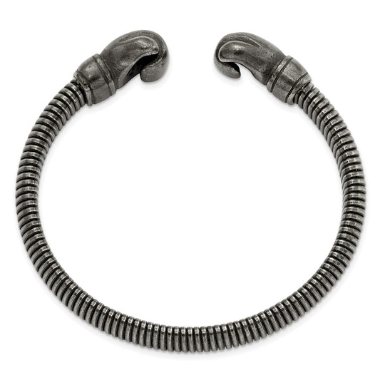 Chisel Stainless Steel Brushed Gun Metal IP-plated Boxing Gloves Cuff Bangle SRB2794