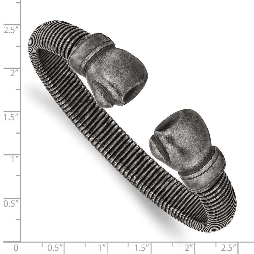 Chisel Stainless Steel Brushed Gun Metal IP-plated Boxing Gloves Cuff Bangle SRB2794
