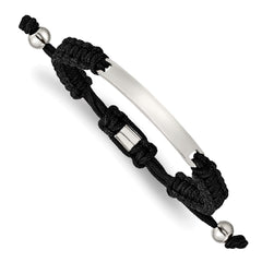 Chisel Stainless Steel Polished Black Nylon Adjustable ID Bracelet SRB2796