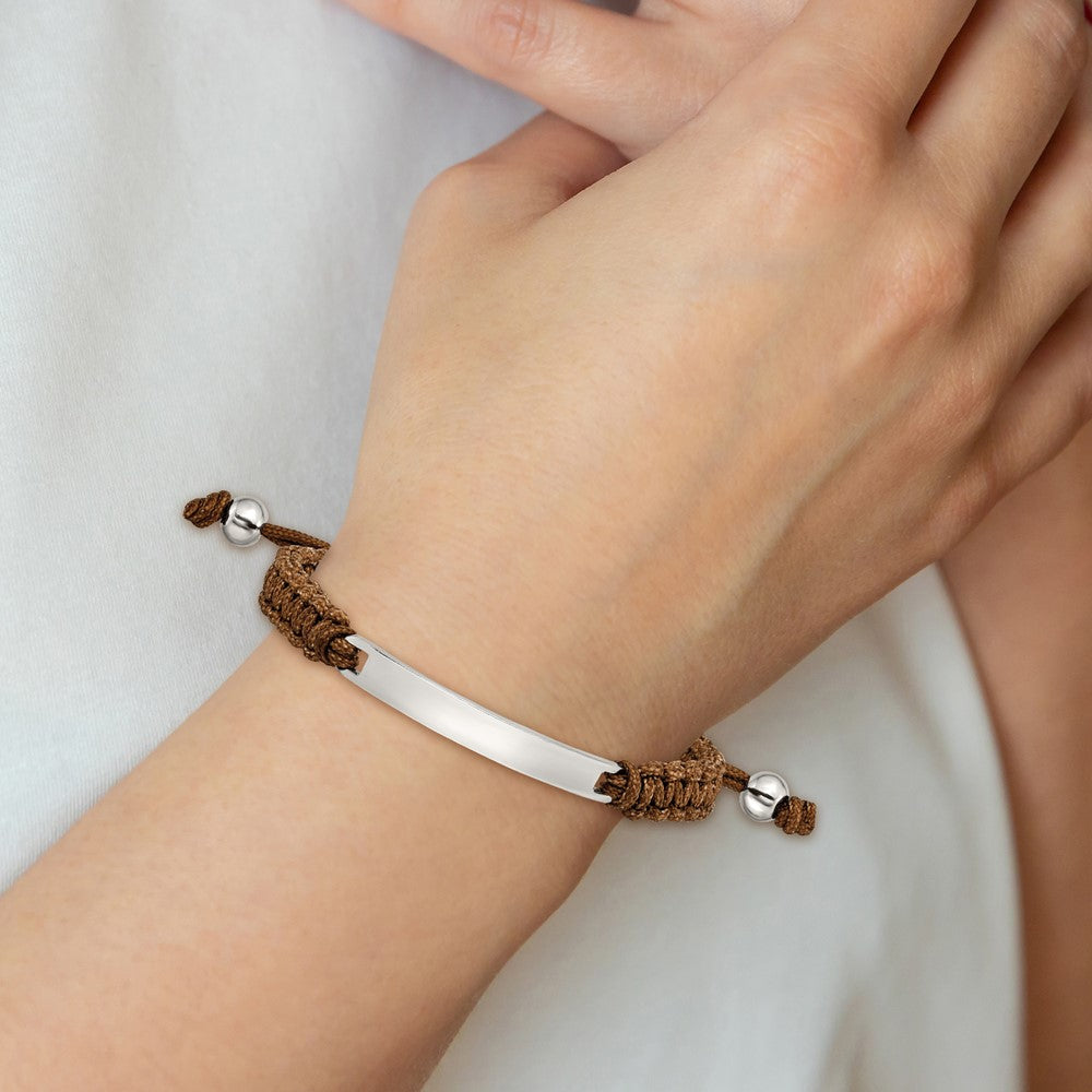 Chisel Stainless Steel Polished Brown Nylon Adjustable ID Bracelet SRB2797