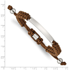 Chisel Stainless Steel Polished Brown Nylon Adjustable ID Bracelet SRB2797
