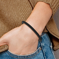 Chisel Stainless Steel Brushed and Polished Black Wire 8.25 inch Bracelet SRB2815-8.25