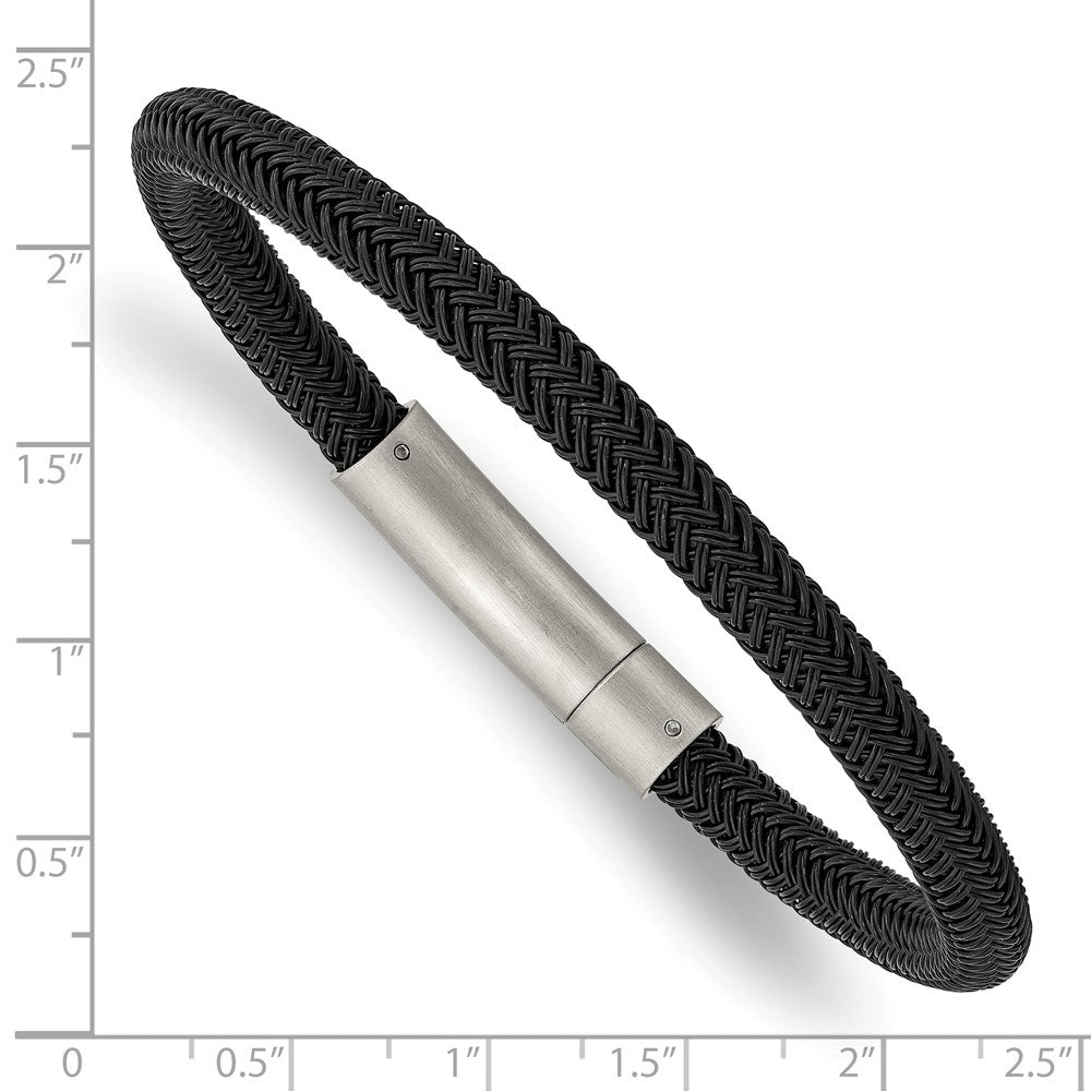 Chisel Stainless Steel Brushed and Polished Black Wire 8.25 inch Bracelet SRB2815-8.25
