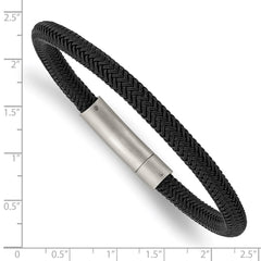Chisel Stainless Steel Brushed and Polished Black Wire 8.25 inch Bracelet SRB2815-8.25