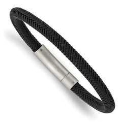 Chisel Stainless Steel Brushed and Polished Black Wire 8.25 inch Bracelet SRB2815-8.25