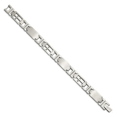 Chisel Stainless Steel Brushed and Polished Cross 8.25 inch Link Bracelet SRB282-8.5
