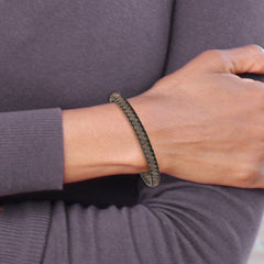 Chisel Stainless Steel Brushed Black IP-plated Black and Brown Braided Leather 8.25 inch Bracelet SRB2830-8.25
