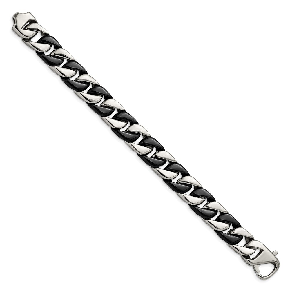 Chisel Stainless Steel Polished Black IP-plated 8.5 inch Curb Bracelet SRB2834-8.75